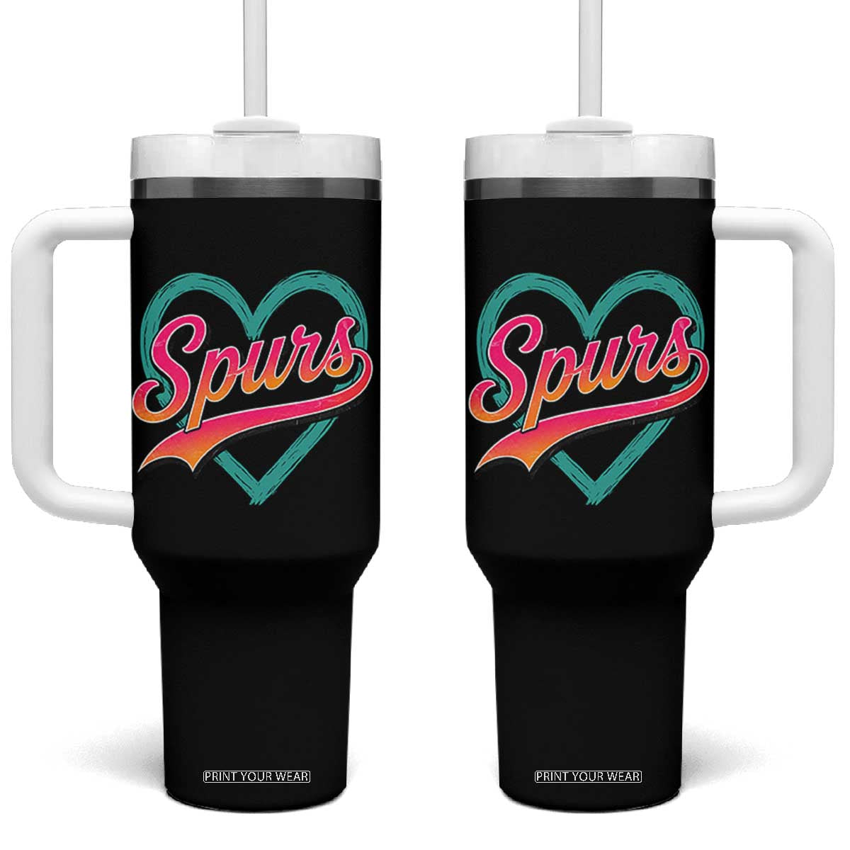 Retro Spurs Nickname Tumbler With Handle Vintage Hoops Fan Gift TS12 One Size: 40 oz Black Print Your Wear