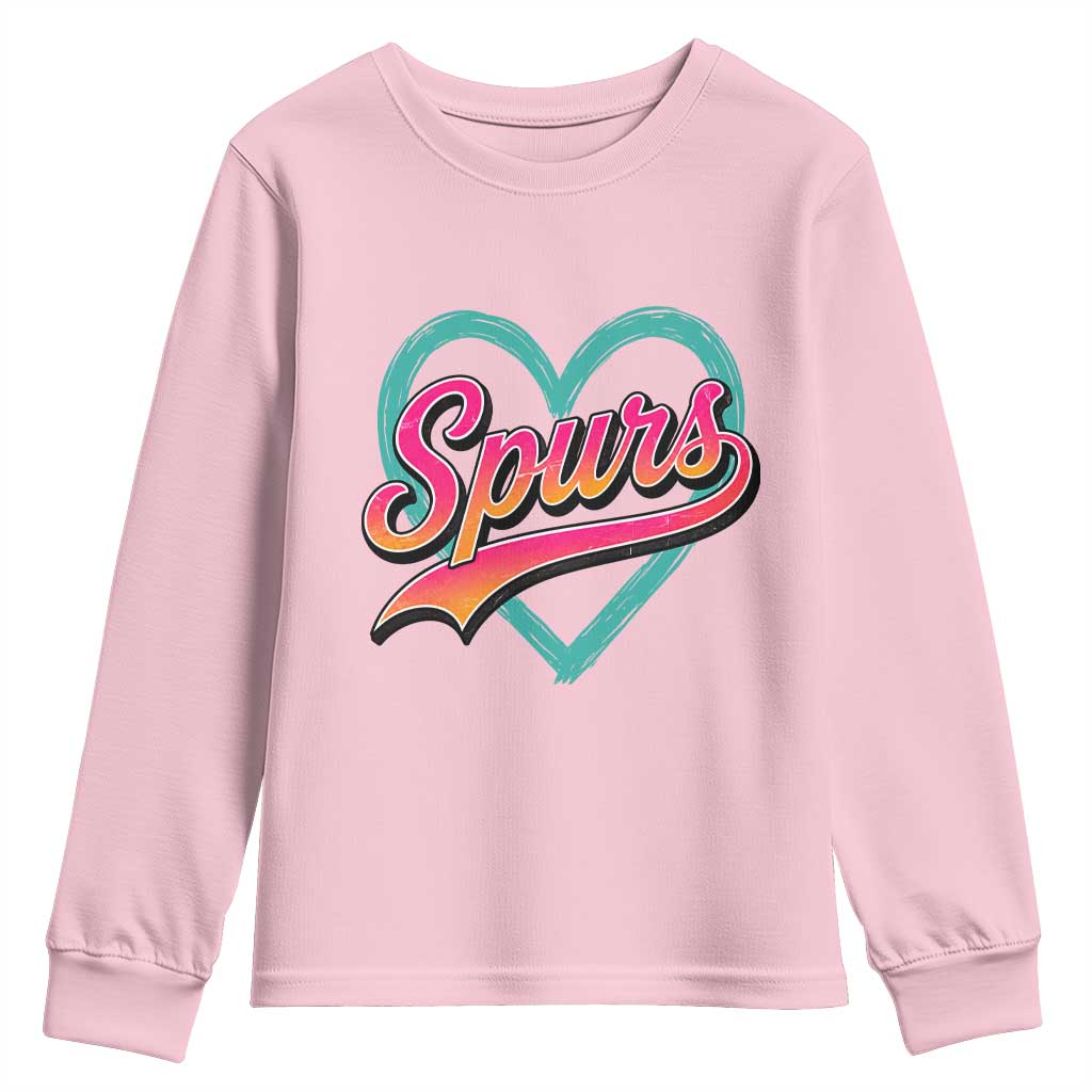 Retro Spurs Nickname Youth Sweatshirt Vintage Hoops Fan Gift