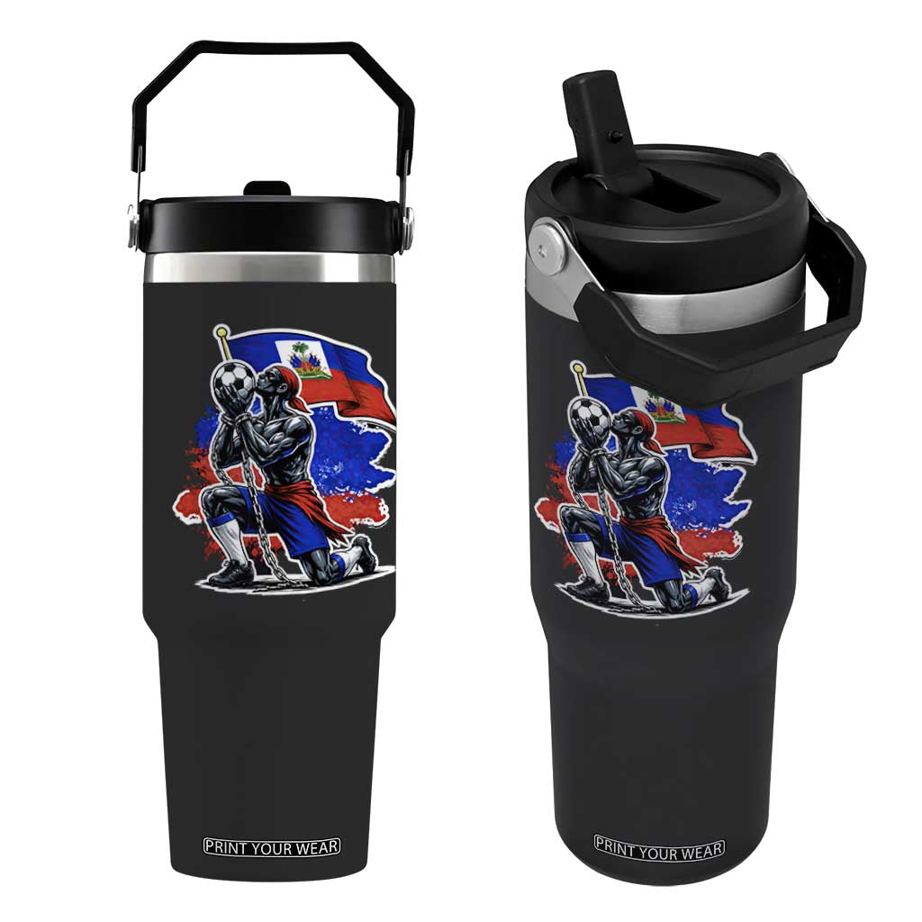 Proud Haiti Soccer Fan Flip Straw Tumbler Ayiti Heritage Pride