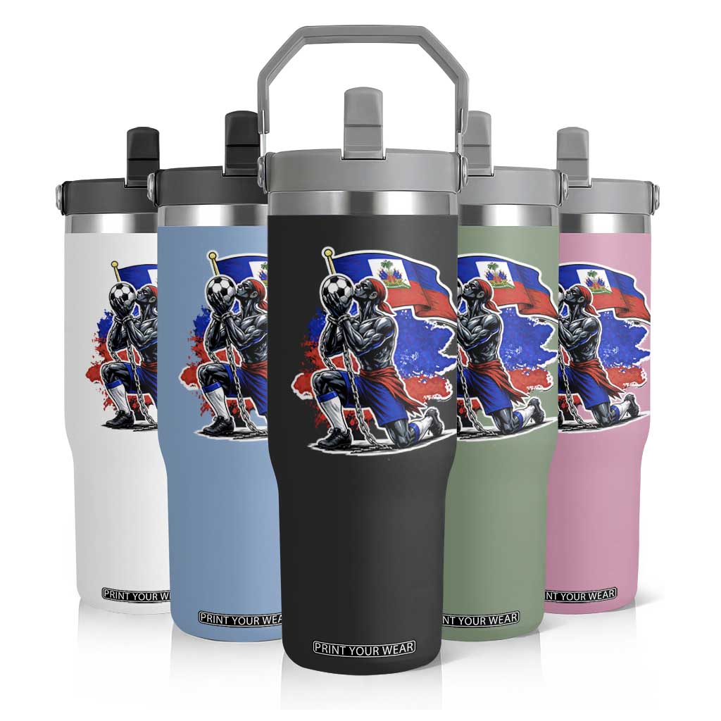 Proud Haiti Soccer Fan Flip Straw Tumbler Ayiti Heritage Pride