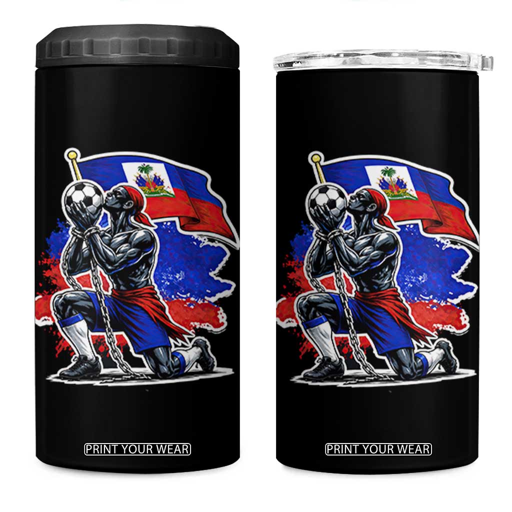 Proud Haiti Soccer Fan 4 in 1 Can Cooler Tumbler Ayiti Heritage Pride