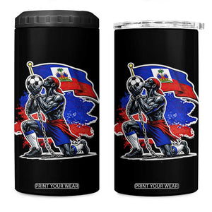 Proud Haiti Soccer Fan 4 in 1 Can Cooler Tumbler Ayiti Heritage Pride