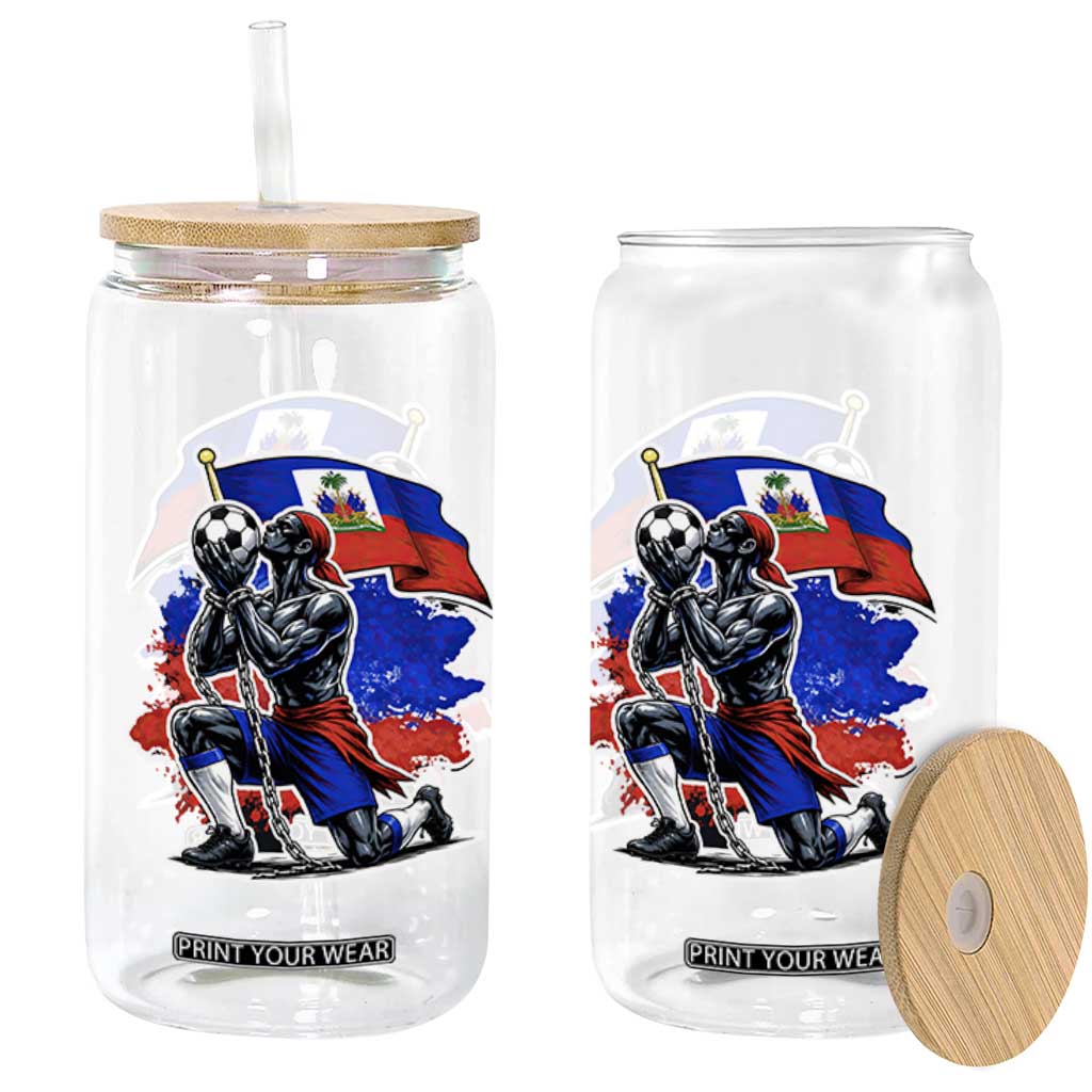 Proud Haiti Soccer Fan Glass Can Ayiti Heritage Pride