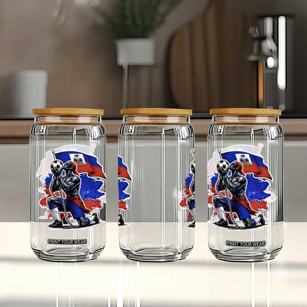 Proud Haiti Soccer Fan Glass Can Ayiti Heritage Pride