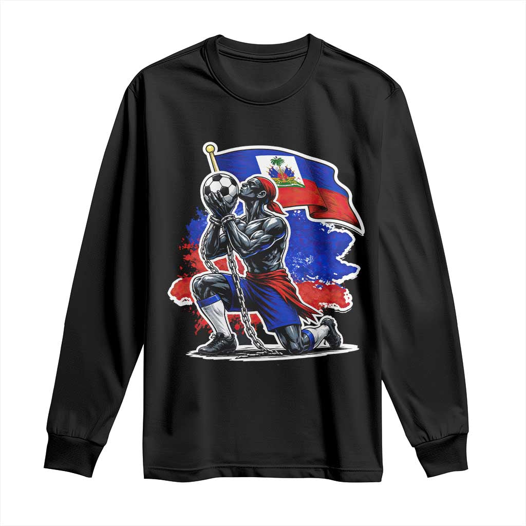 Proud Haiti Soccer Fan Long Sleeve Shirt Ayiti Heritage Pride