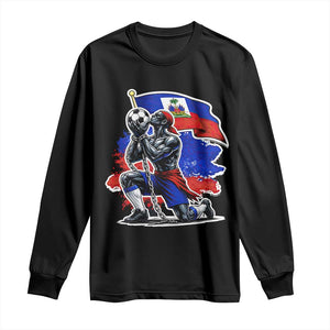 Proud Haiti Soccer Fan Long Sleeve Shirt Ayiti Heritage Pride