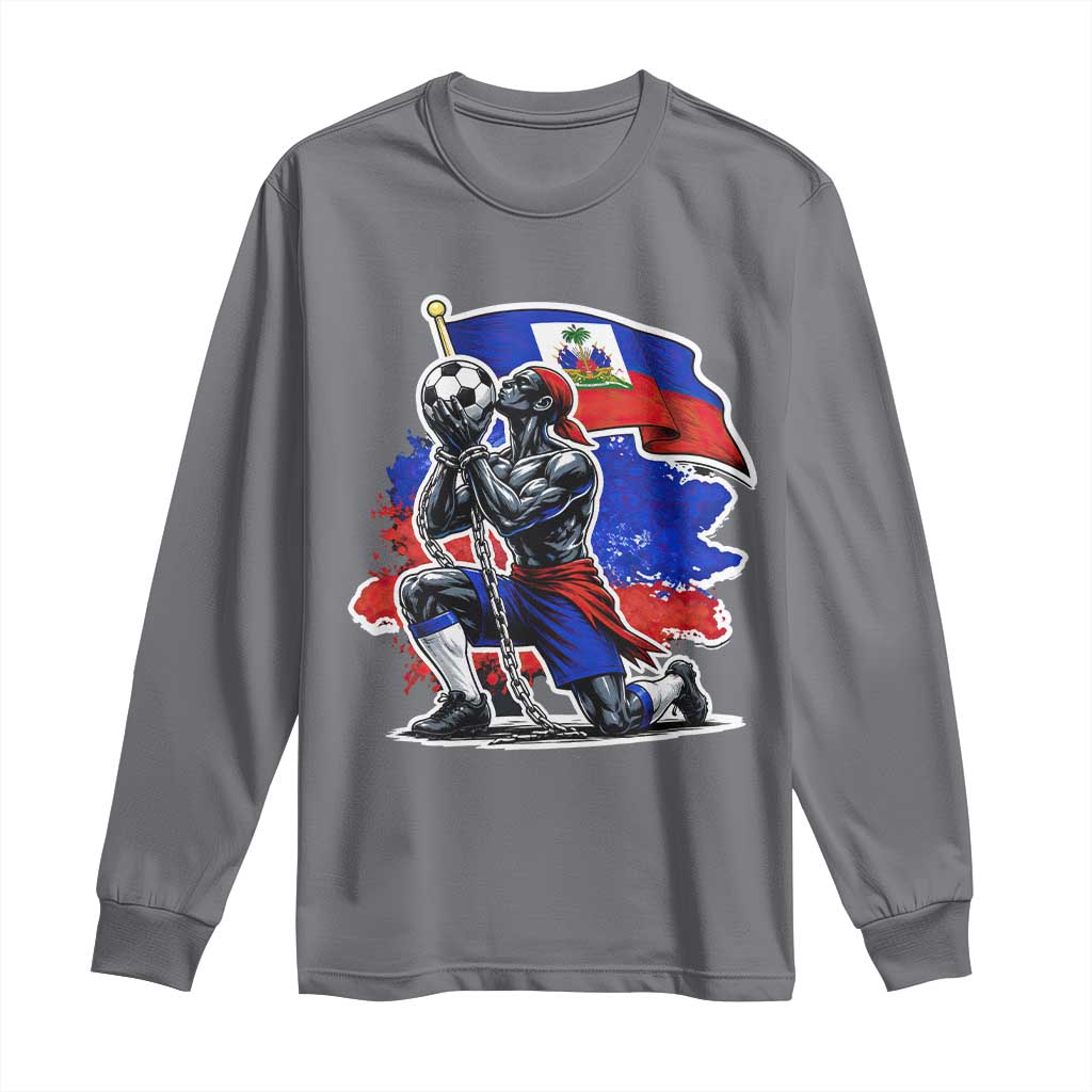Proud Haiti Soccer Fan Long Sleeve Shirt Ayiti Heritage Pride