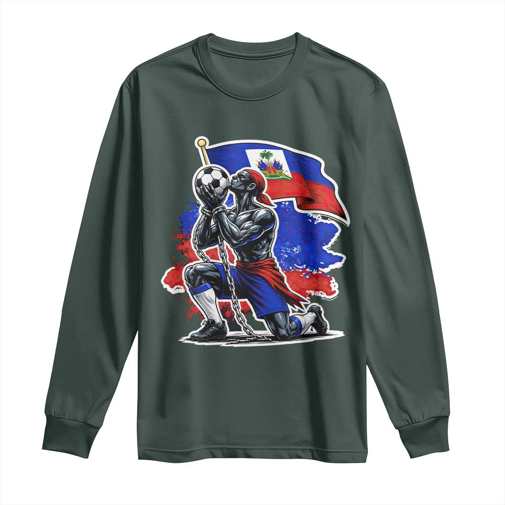 Proud Haiti Soccer Fan Long Sleeve Shirt Ayiti Heritage Pride