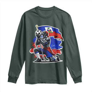 Proud Haiti Soccer Fan Long Sleeve Shirt Ayiti Heritage Pride