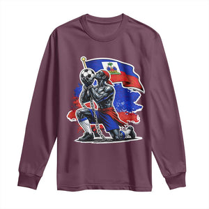 Proud Haiti Soccer Fan Long Sleeve Shirt Ayiti Heritage Pride