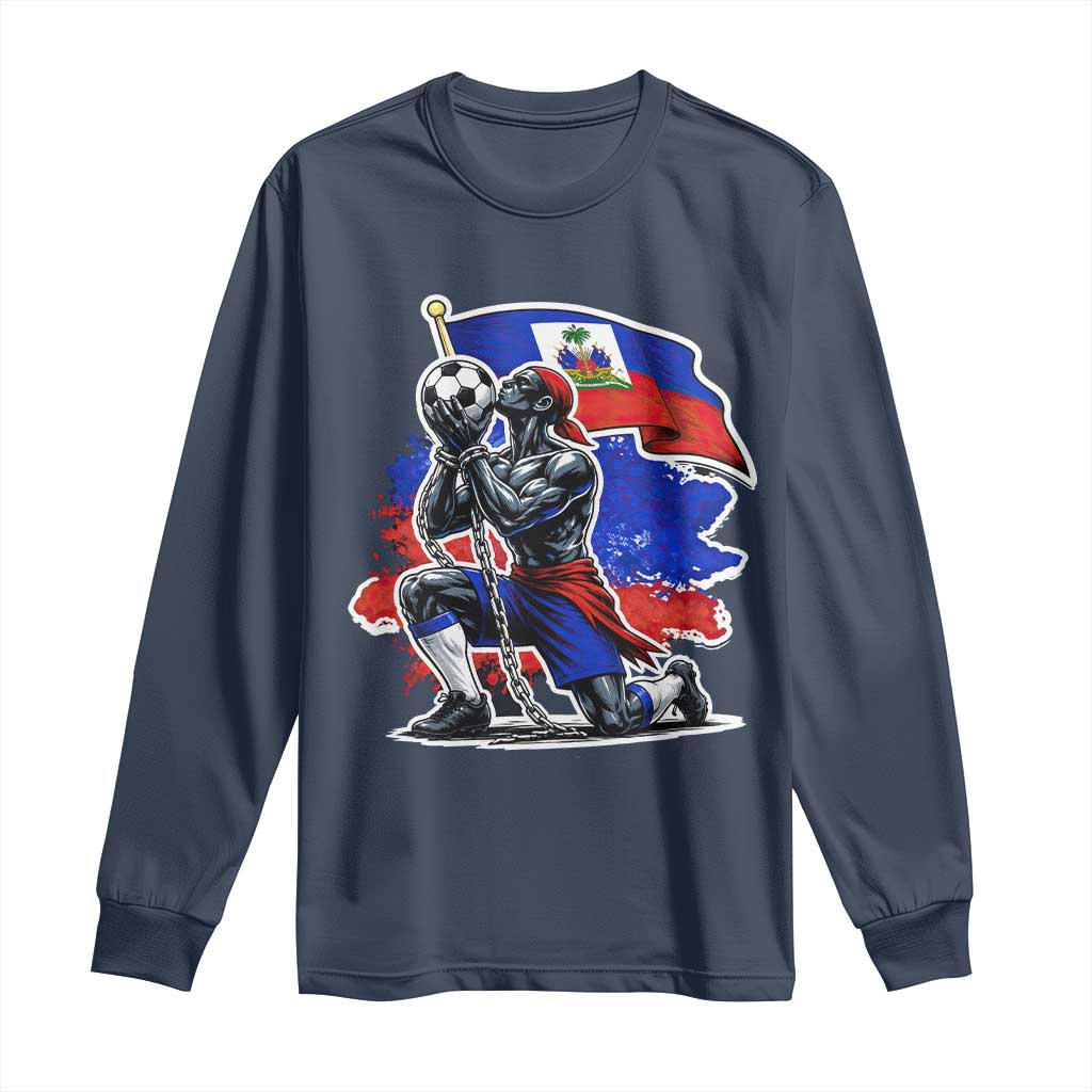 Proud Haiti Soccer Fan Long Sleeve Shirt Ayiti Heritage Pride