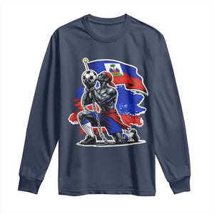 Proud Haiti Soccer Fan Long Sleeve Shirt Ayiti Heritage Pride