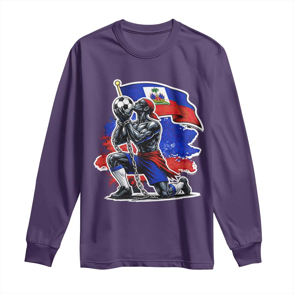 Proud Haiti Soccer Fan Long Sleeve Shirt Ayiti Heritage Pride