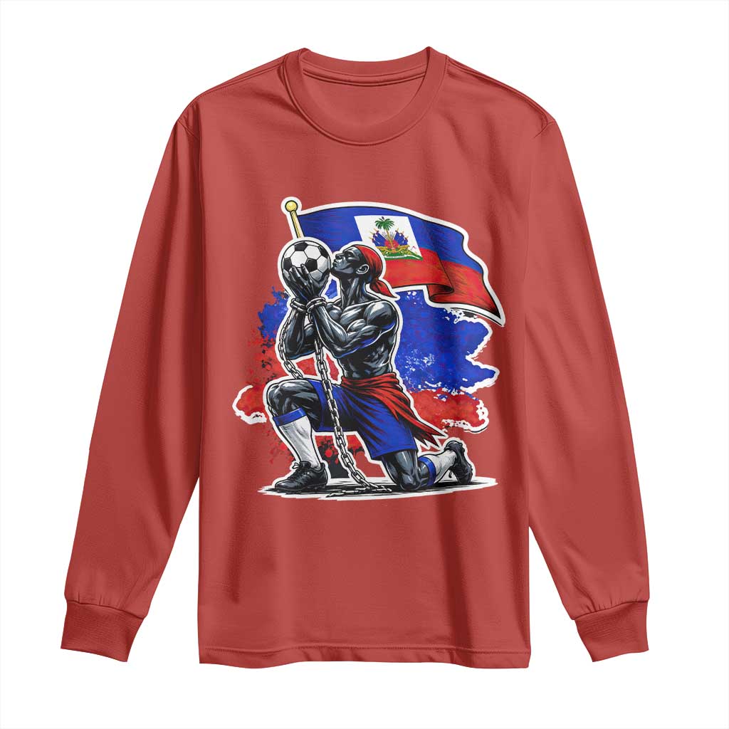 Proud Haiti Soccer Fan Long Sleeve Shirt Ayiti Heritage Pride