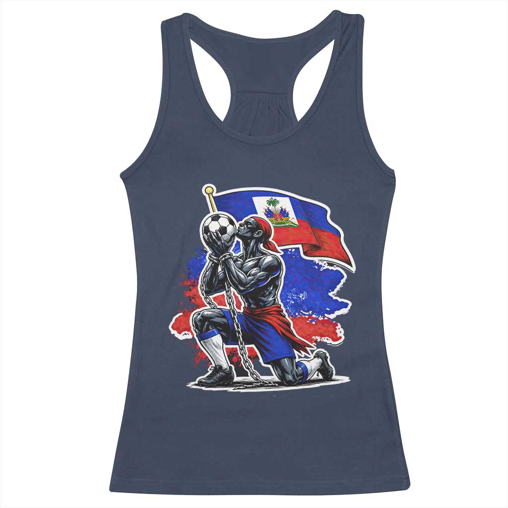 Proud Haiti Soccer Fan Racerback Tank Top Ayiti Heritage Pride