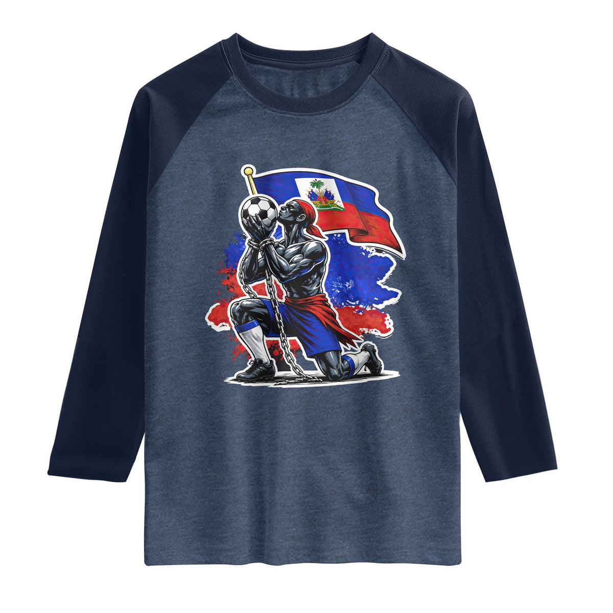 Proud Haiti Soccer Fan Raglan Shirt Ayiti Heritage Pride
