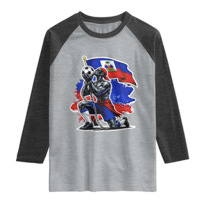 Proud Haiti Soccer Fan Raglan Shirt Ayiti Heritage Pride