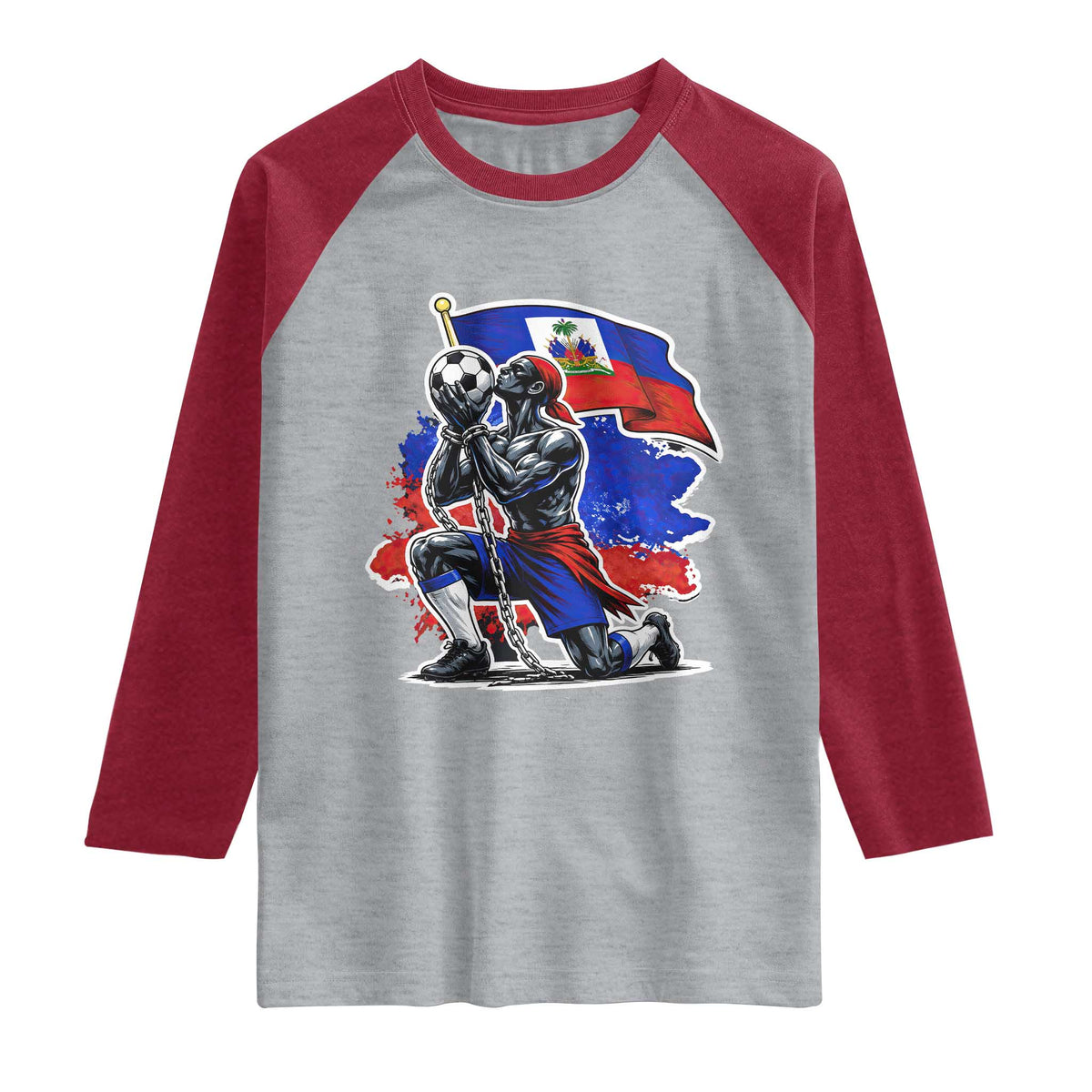 Proud Haiti Soccer Fan Raglan Shirt Ayiti Heritage Pride