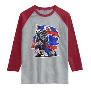 Proud Haiti Soccer Fan Raglan Shirt Ayiti Heritage Pride