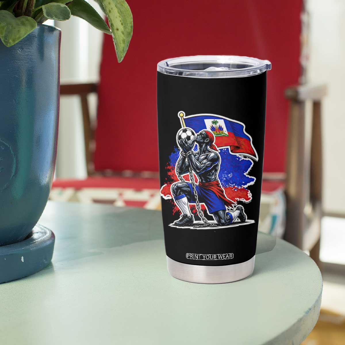 Proud Haiti Soccer Fan Tumbler Cup Ayiti Heritage Pride