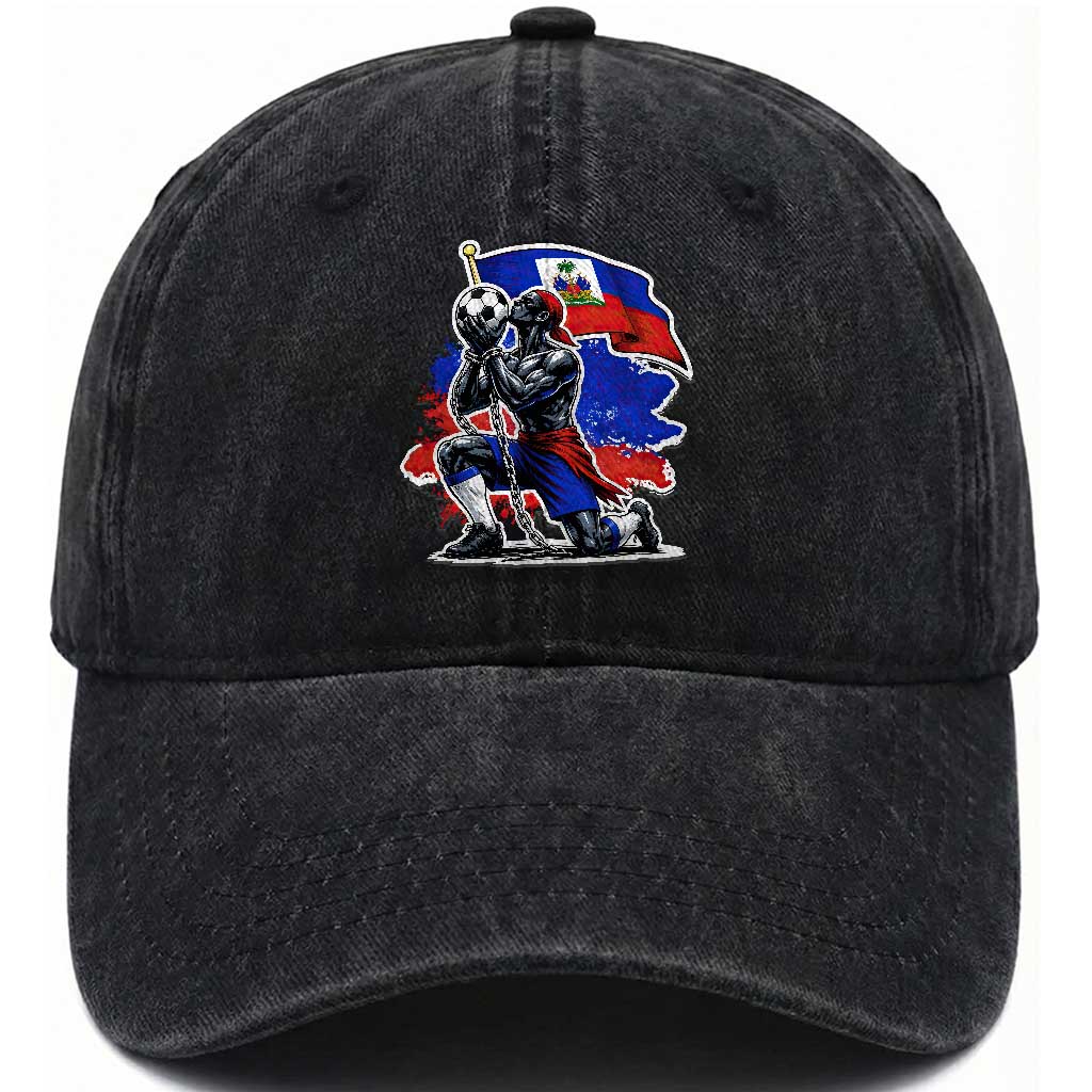 Proud Haiti Soccer Fan Washed Cotton Baseball Cap Ayiti Heritage Pride TS12 Print Your Wear
