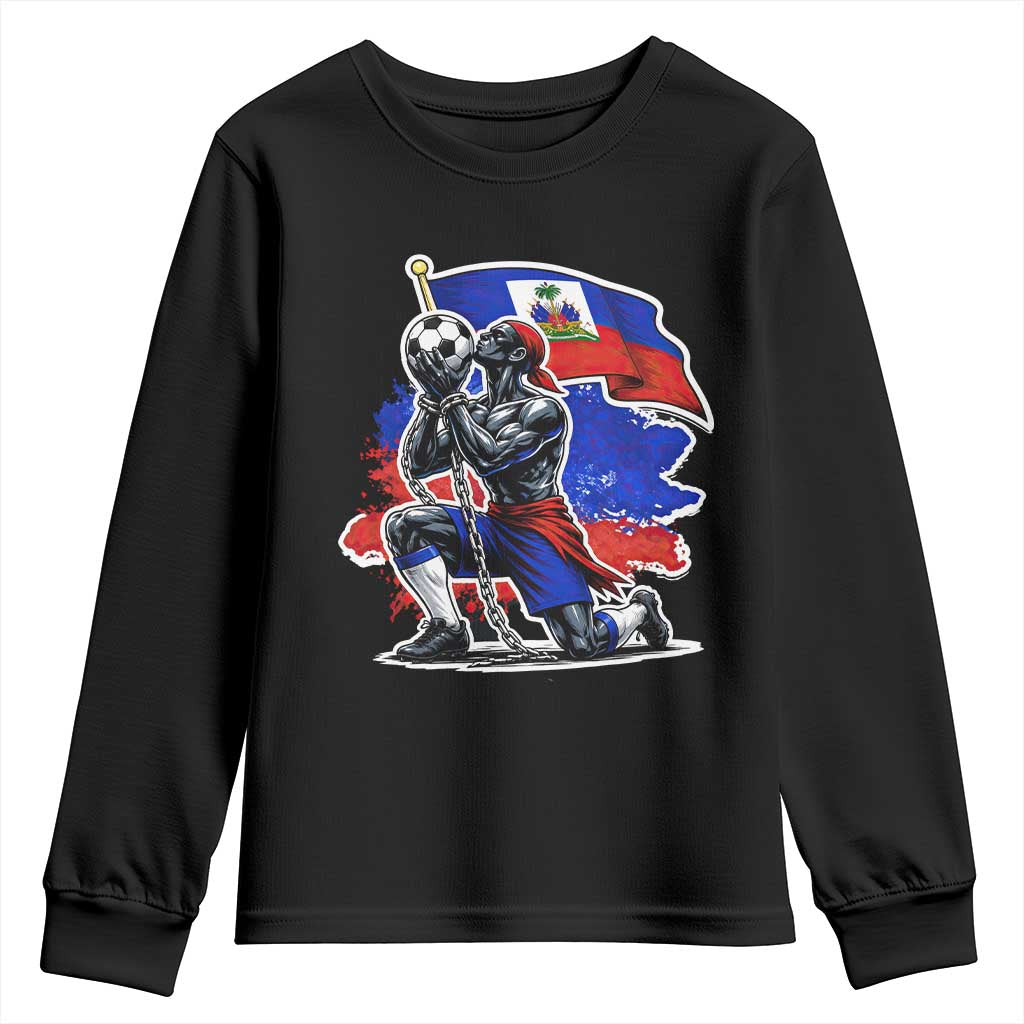 Proud Haiti Soccer Fan Youth Sweatshirt Ayiti Heritage Pride TS12 Black Print Your Wear