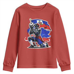 Proud Haiti Soccer Fan Youth Sweatshirt Ayiti Heritage Pride TS12 Red Print Your Wear