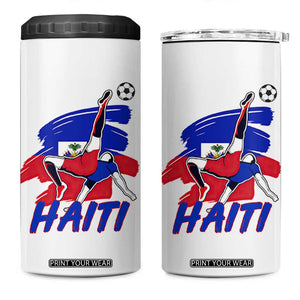 Caribbean Soccer Lover Gift 4 in 1 Can Cooler Tumbler Haitian Heritage Pride