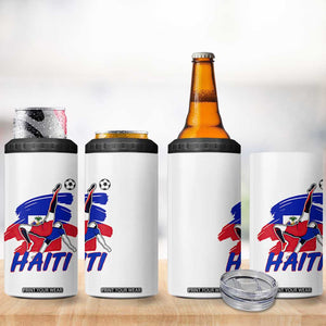 Caribbean Soccer Lover Gift 4 in 1 Can Cooler Tumbler Haitian Heritage Pride