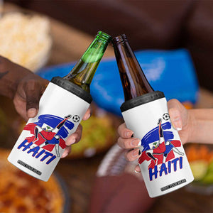 Caribbean Soccer Lover Gift 4 in 1 Can Cooler Tumbler Haitian Heritage Pride