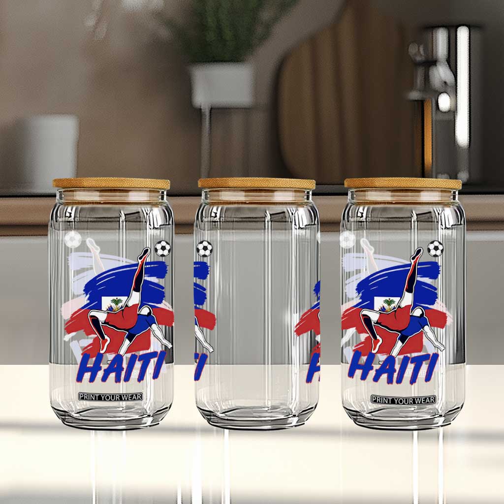 Caribbean Soccer Lover Gift Glass Can Haitian Heritage Pride