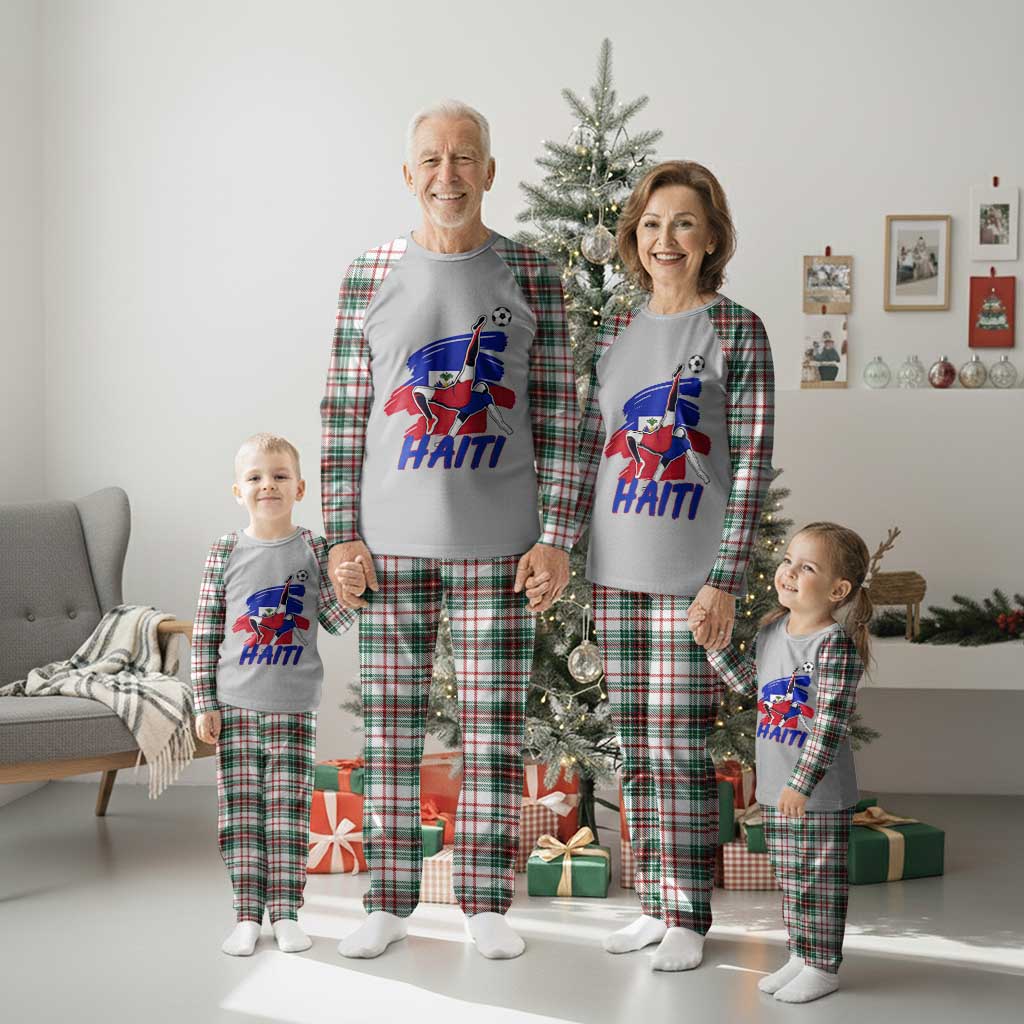 Caribbean Soccer Lover Gift Plaid Pajama Set Haitian Heritage Pride