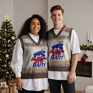 Caribbean Soccer Lover Gift V-Neck Knit Sweater Vest Haitian Heritage Pride