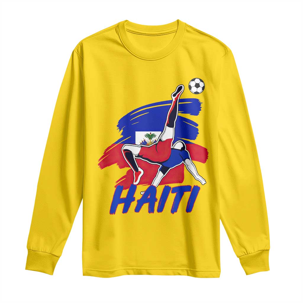 Caribbean Soccer Lover Gift Long Sleeve Shirt Haitian Heritage Pride
