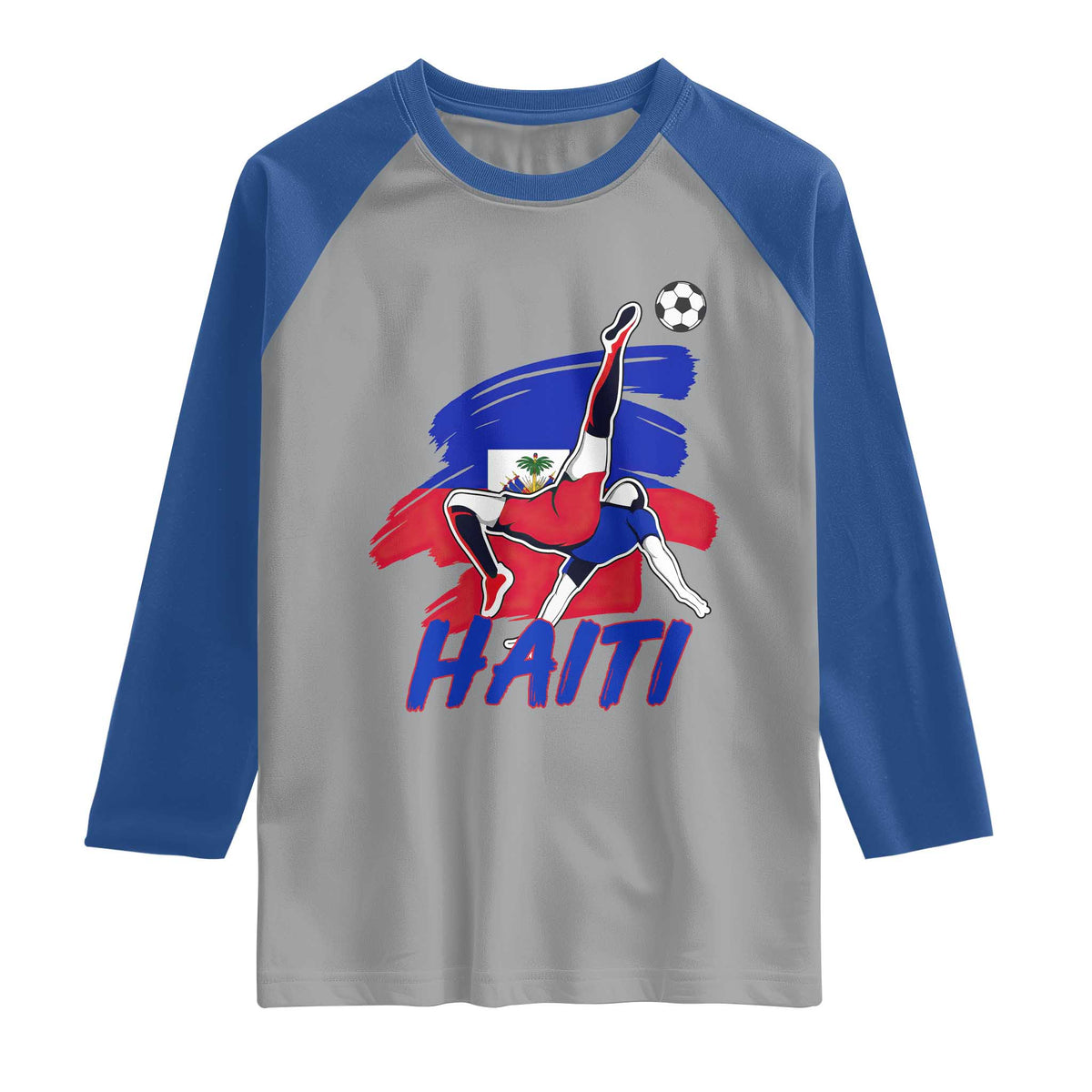 Caribbean Soccer Lover Gift Raglan Shirt Haitian Heritage Pride TS12 Sport Gray Royal Print Your Wear