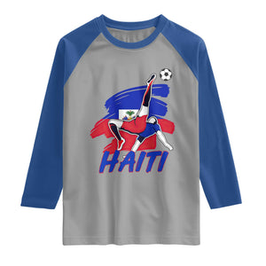 Caribbean Soccer Lover Gift Raglan Shirt Haitian Heritage Pride TS12 Sport Gray Royal Print Your Wear