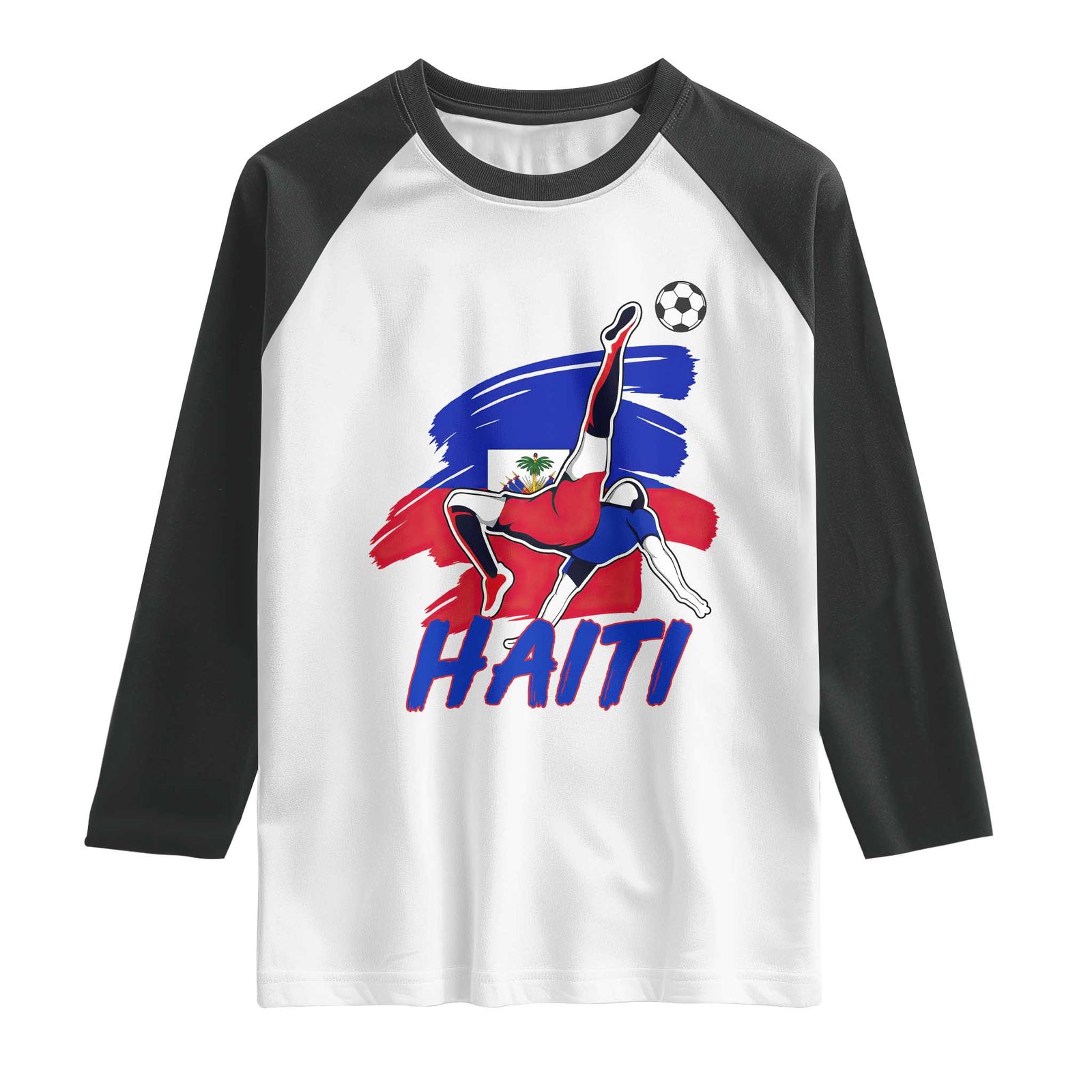 Caribbean Soccer Lover Gift Raglan Shirt Haitian Heritage Pride TS12 White Black Print Your Wear