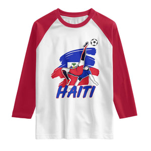 Caribbean Soccer Lover Gift Raglan Shirt Haitian Heritage Pride TS12 White Red Print Your Wear