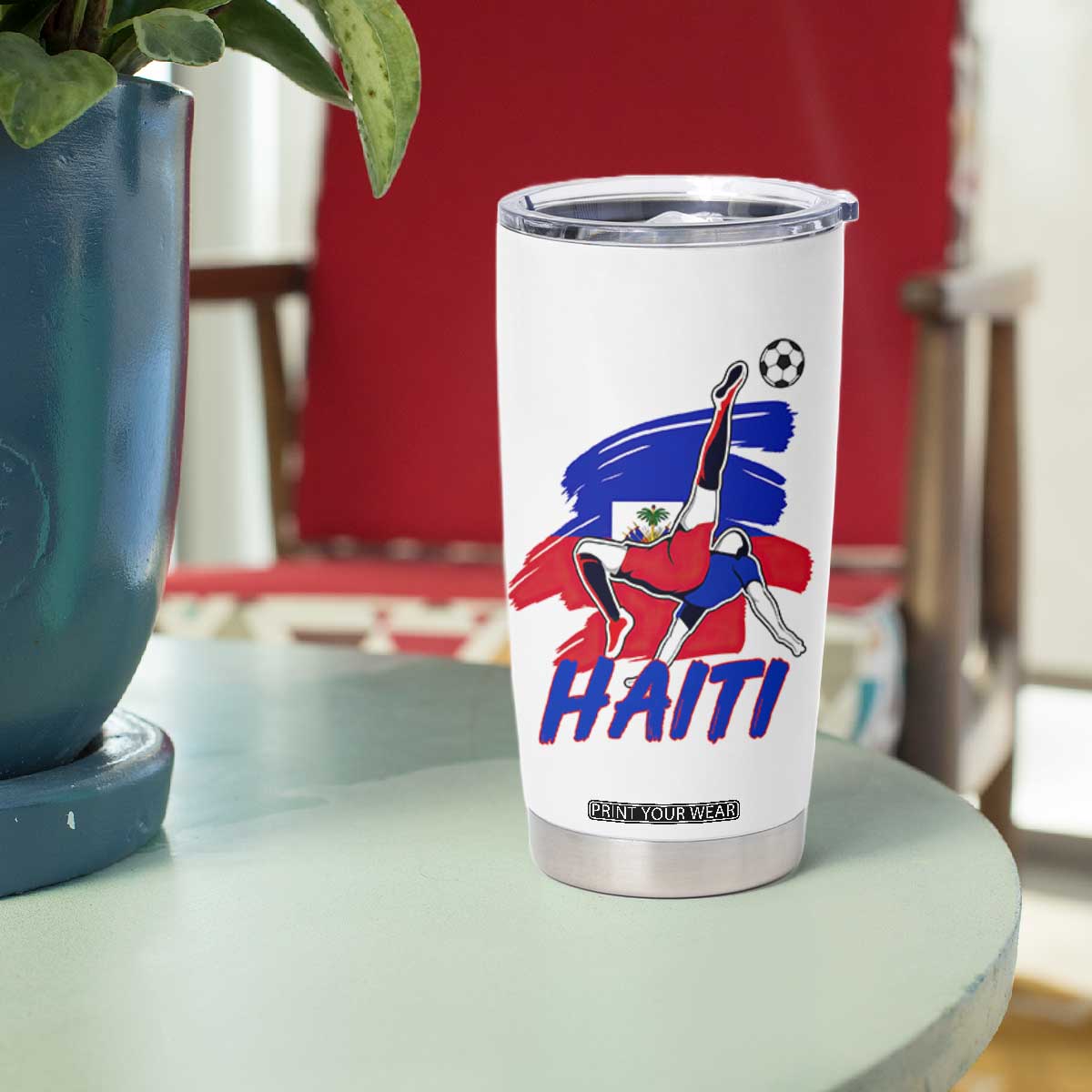 Caribbean Soccer Lover Gift Tumbler Cup Haitian Heritage Pride