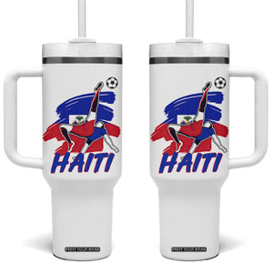 Caribbean Soccer Lover Gift Tumbler With Handle Haitian Heritage Pride
