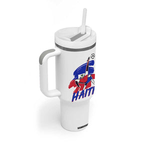 Caribbean Soccer Lover Gift Tumbler With Handle Haitian Heritage Pride