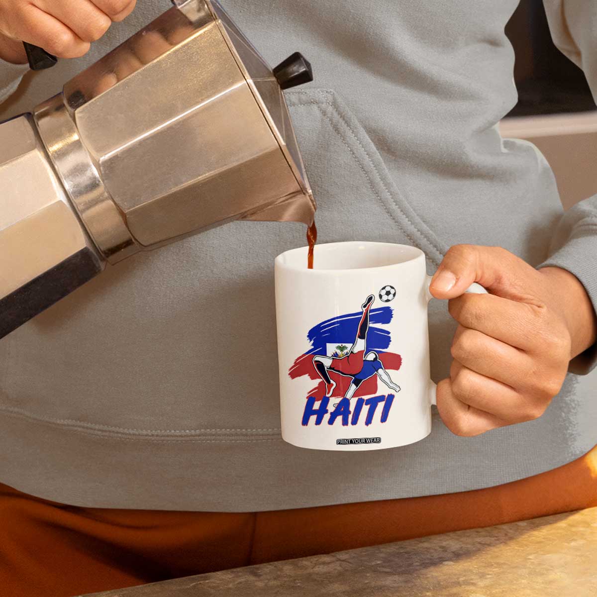 Caribbean Soccer Lover Gift Coffee Mug Haitian Heritage Pride