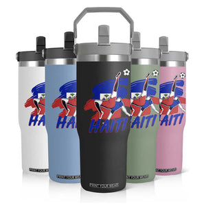Caribbean Soccer Lover Gift Flip Straw Tumbler Haitian Heritage Pride