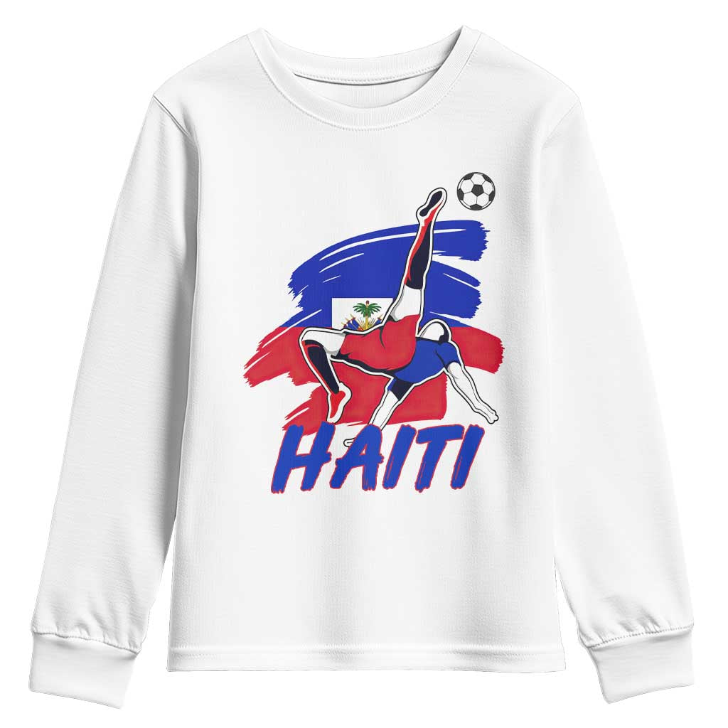 Caribbean Soccer Lover Gift Youth Sweatshirt Haitian Heritage Pride TS12 White Print Your Wear