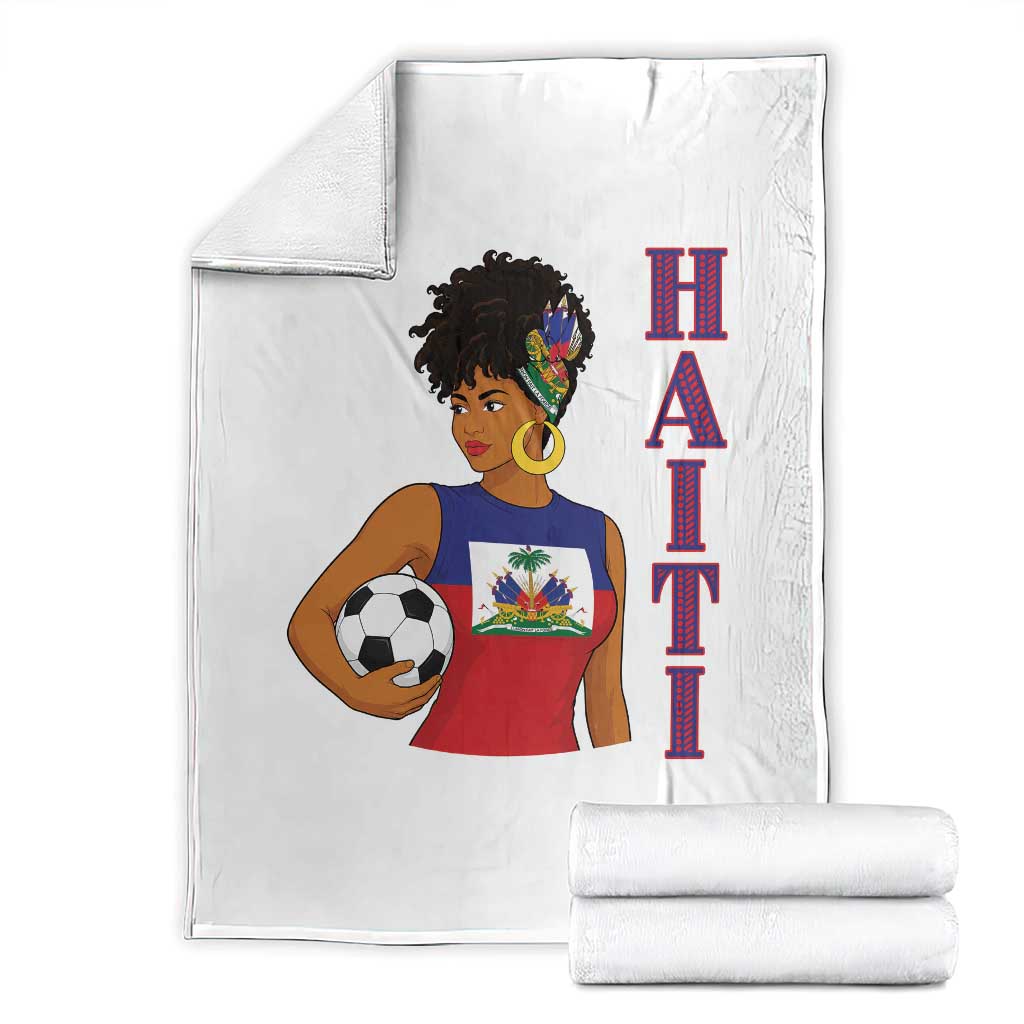 Haitian Soccer Fan Girl Throw Blanket Ayiti Heritage Pride Football Lover