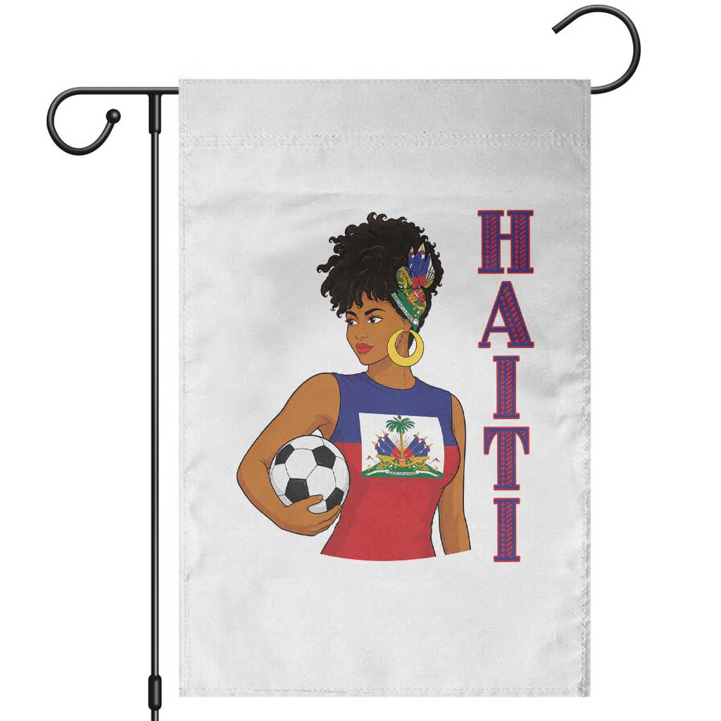 Haitian Soccer Fan Girl Garden Flag Ayiti Heritage Pride Football Lover TS12 White Print Your Wear