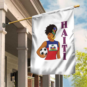 Haitian Soccer Fan Girl Garden Flag Ayiti Heritage Pride Football Lover