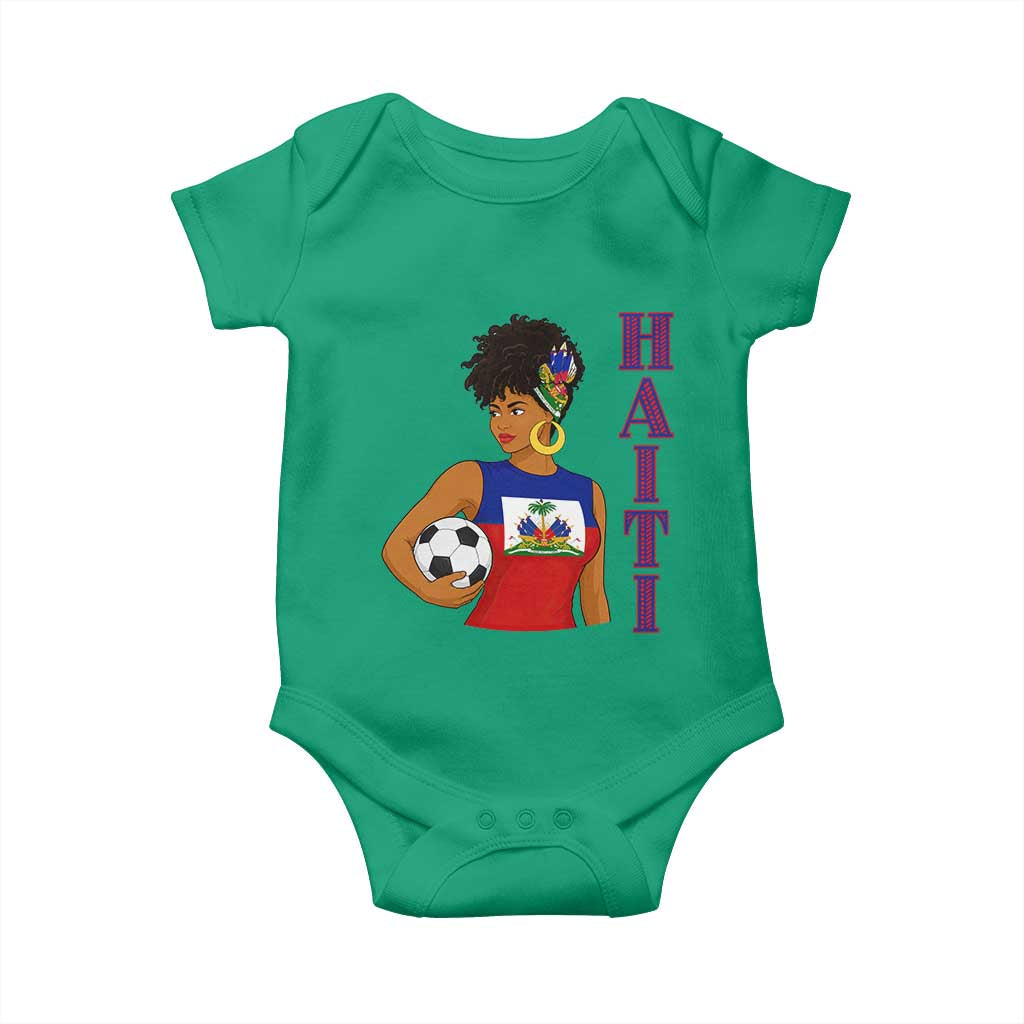 Haitian Soccer Fan Girl Baby Onesie Ayiti Heritage Pride Football Lover TS12 Irish Green Print Your Wear