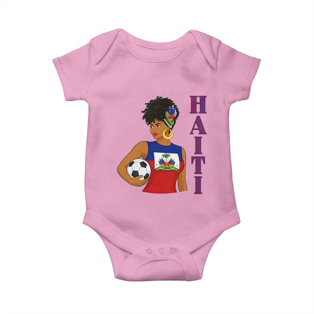 Haitian Soccer Fan Girl Baby Onesie Ayiti Heritage Pride Football Lover TS12 Light Pink Print Your Wear