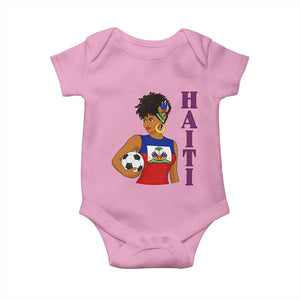 Haitian Soccer Fan Girl Baby Onesie Ayiti Heritage Pride Football Lover TS12 Light Pink Print Your Wear